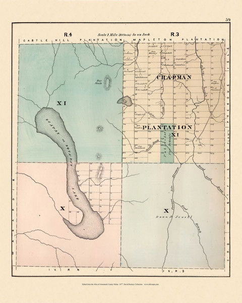 Chapman Plantation R4 XI X R3 X, Maine 1877 Old Town Map Reprint - Aroostook Co. 59