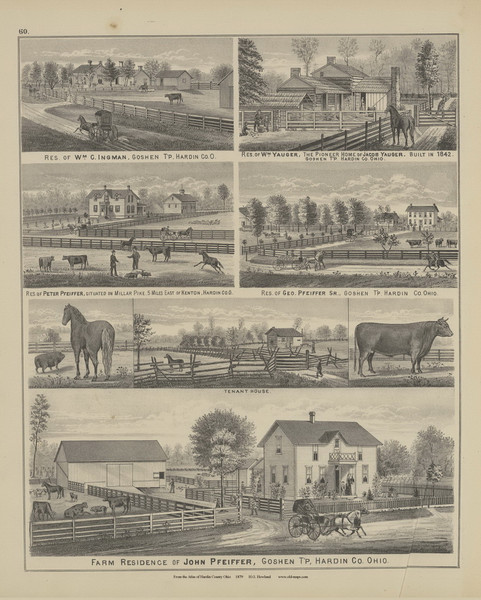 Residences & Farms of John Pfeiffer - Ohio 1879 Old Town Map Custom Reprint - Hardin Co. Atlas 65 Residences & Farms of John Pfeiffer - Ohio 1879 Old Town Map Custom Reprint - Hardin Co. Atlas 65
