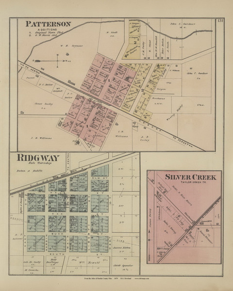 Patterson Additions - Ridgway - Silver Creek - Ohio 1879 Old Town Map Custom Reprint - Hardin Co. Atlas 129