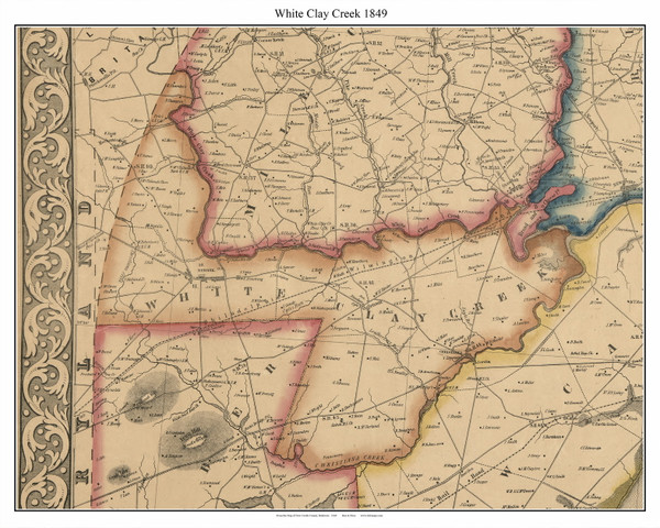 White Clay Creek, Delaware 1849 Old Town Map Custom Print - New Castle Co.