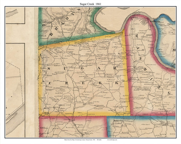 Sugar Creek, Pennsylvania 1861 Old Town Map Custom Print - Armstrong Co.