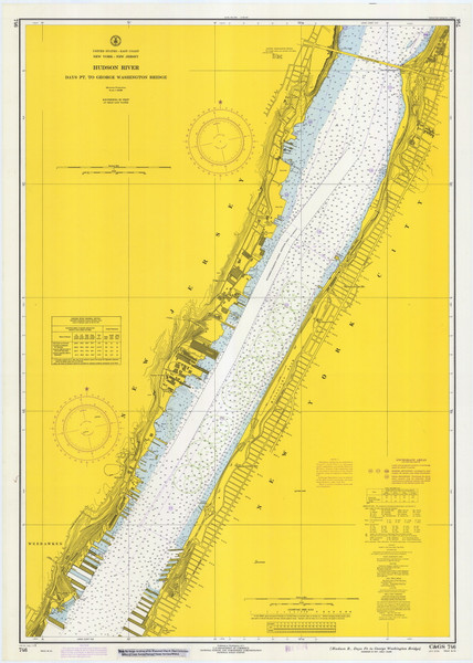 Hudson River - Days Point to George Washington Bridge 1971 - Old Map Nautical Chart AC Harbors 746 - New York