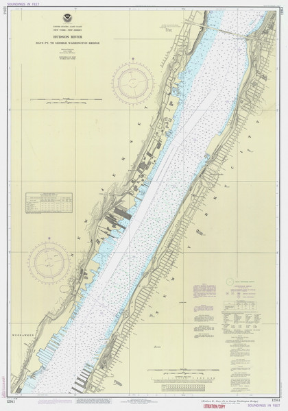 Hudson River - Days Point to George Washington Bridge 1987 - Old Map Nautical Chart AC Harbors 746 - New York Hudson River - Days Point to George Washington Bridge 1987 - Old Map Nautical Chart AC Harbors 746 - New York