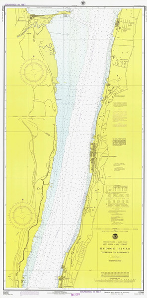Hudson River - Yonkers to Piermont 1975 - Old Map Nautical Chart AC Harbors 748 - New York