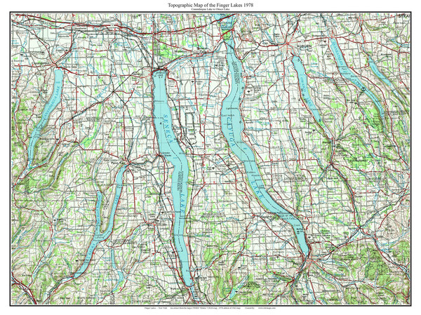 Topographic Map of the Finger Lakes - Canandaigua to Otisco 1978 - Custom USGS Old Topo Map - New York - Finger Lakes
