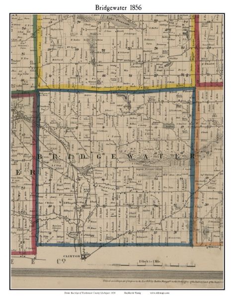 Bridgewater, Michigan 1856 Old Town Map Custom Print - Washtenaw Co.