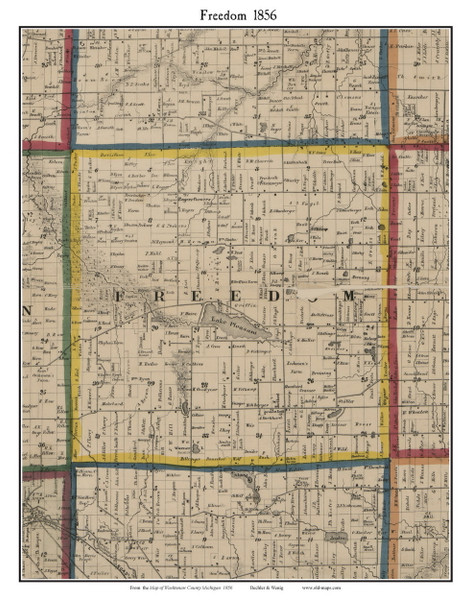 Freedom, Michigan 1856 Old Town Map Custom Print - Washtenaw Co.