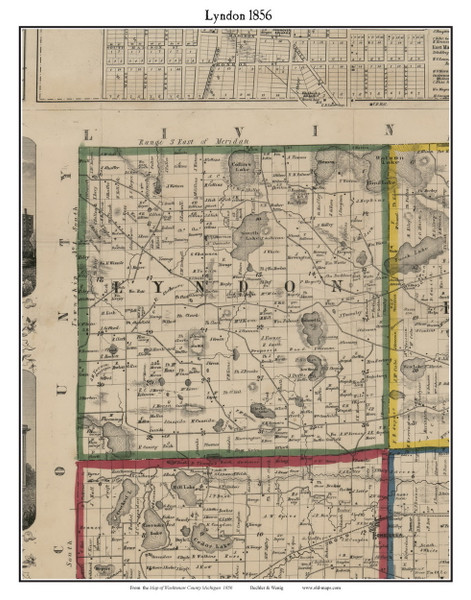 Lyndon, Michigan 1856 Old Town Map Custom Print - Washtenaw Co.