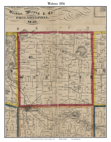 Webster, Michigan 1856 Old Town Map Custom Print - Washtenaw Co.