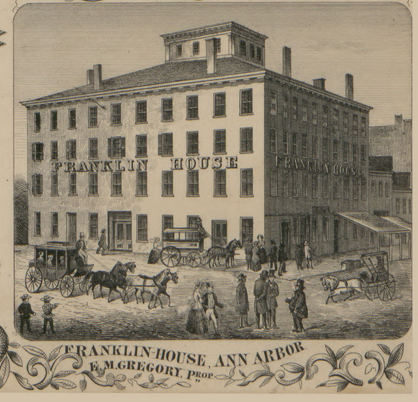 Franklin House, Ann Arbor, Michigan 1856 Old Town Map Custom Print - Washtenaw Co.