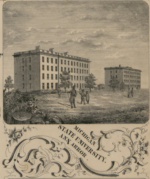 Michigan State University, Ann Arbor, Michigan 1856 Old Town Map Custom Print - Washtenaw Co.