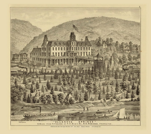 Ellanova Springs, 1877 - Upper Ohio River and Valley Atlas - Old Map Custom Reprint - USA Regional 5