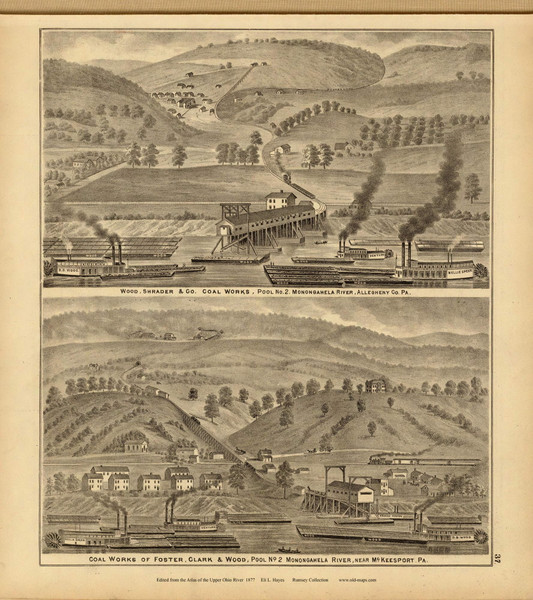 Wood, Shrader & Co. Coal Works and Coal Works of Foster, Clark & Wood, 1877 - Upper Ohio River and Valley Atlas - Old Map Custom Reprint - USA Regional 37 Wood, Shrader & Co. Coal Works and Coal Works of Foster, Clark & Wood, 1877 - Upper Ohio River and Valley Atlas - Old Map Custom Reprint - USA Regional 37