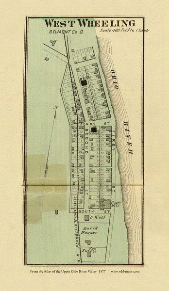 West Wheeling, Ohio, 1877 - Upper Ohio River and Valley Atlas - Old Map Custom Reprint - USA Regional 62,63