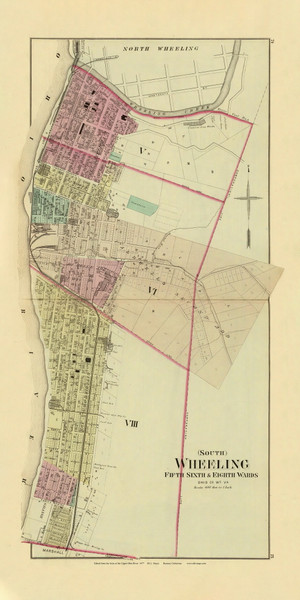 South Wheeling, Ohio - 5th, 6th & 8th Wards, 1877 - Upper Ohio River and Valley Atlas - Old Map Custom Reprint - USA Regional 74, 75
