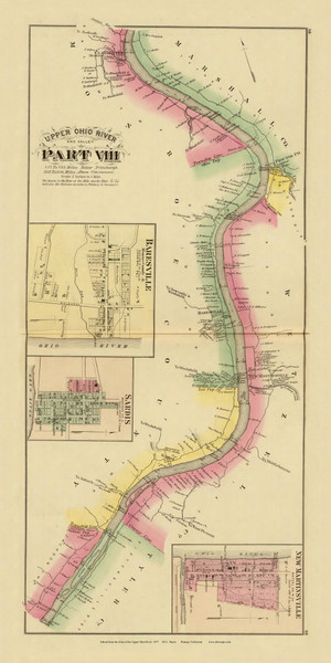 Upper Ohio River and Valley Part 8 - 117 to 135 Miles Below Pittsburgh, Baresville and Sardis Villages, Ohio and New Martinsville Village, West Virginia, 1877 - Upper Ohio River and Valley Atlas - Old Map Custom Reprint - USA Regional 94,95 Upper Ohio River and Valley Part 8 - 117 to 135 Miles Below Pittsburgh, Baresville and Sardis Villages, Ohio and New Martinsville Village, West Virginia, 1877 - Upper Ohio River and Valley Atlas - Old Map Custom Reprint - USA Regional 94,95