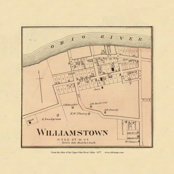 Williamstown, West Virginia, 1877 - Upper Ohio River and Valley Atlas - Old Map Custom Reprint - USA Regional 106 107