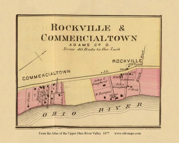 Rockville, Ohio, 1877 - Upper Ohio River and Valley Atlas - Old Map Custom Reprint - USA Regional 198 199