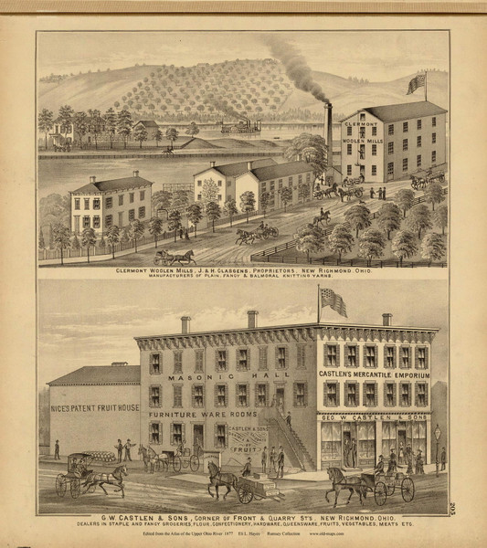 Clermont Wooden Mills and G.W. Castilen & Sons, 1877 - Upper Ohio River and Valley Atlas - Old Map Custom Reprint - USA Regional 205 Clermont Wooden Mills and G.W. Castilen & Sons, 1877 - Upper Ohio River and Valley Atlas - Old Map Custom Reprint - USA Regional 205