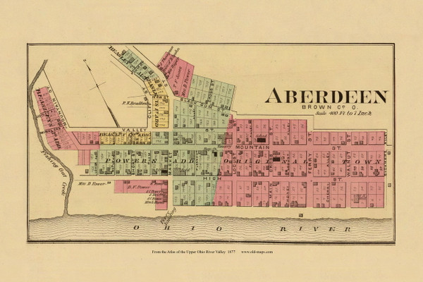 Aberdeen, Ohio, 1877 - Upper Ohio River and Valley Atlas - Old Map Custom Reprint - USA Regional 206 207