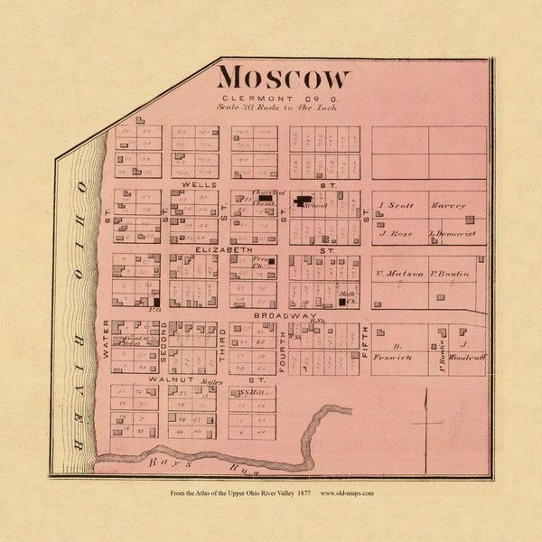 Moscow, Ohio, 1877 - Upper Ohio River and Valley Atlas - Old Map Custom Reprint - USA Regional 220