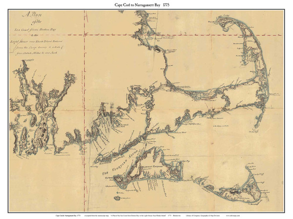 Cape Cod to Naragansett Bay 1775 Blaskowitz - Old Map Custom Print CC-All