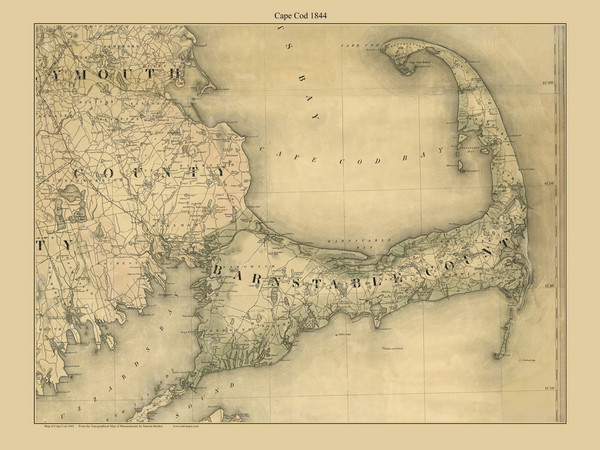 Cape Cod 1844 Borden - Old Map Custom Print CC-All