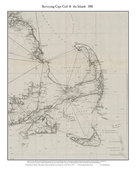 Cape Cod 1881 U.S. Coast & Geodetic Survey - Old Map Custom Print CC-All