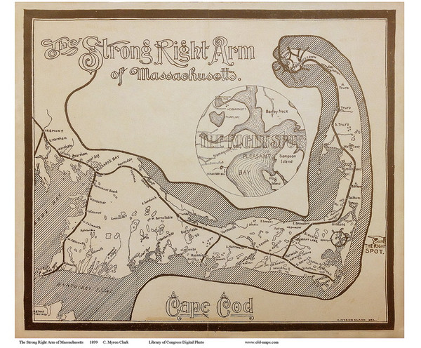 Cape Cod 1899 Clark - Strong Right Arm - Old Map Reprint Cape Cod 1899 Clark - Strong Right Arm - Old Map Reprint