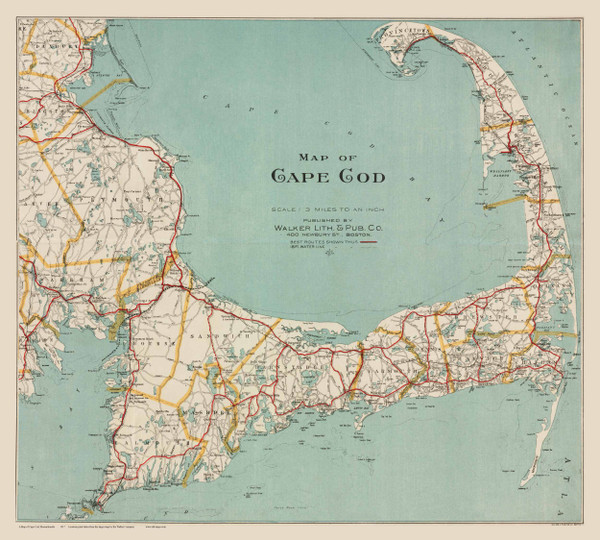 Cape Cod Only 1917 Walker - Old Map Reprint Cape Cod Only 1917 Walker - Old Map Reprint