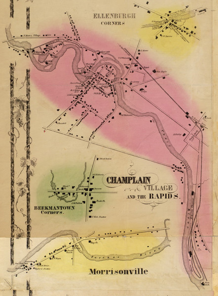 Champlain Village, Champlain, New York 1856 Old Town Map Custom Print - Clinton Co.