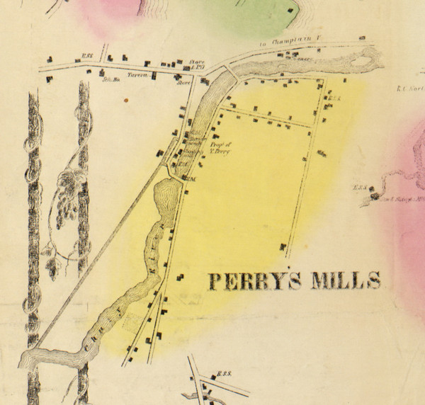 Perrys Mills, Champlain, New York 1856 Old Town Map Custom Print - Clinton Co.