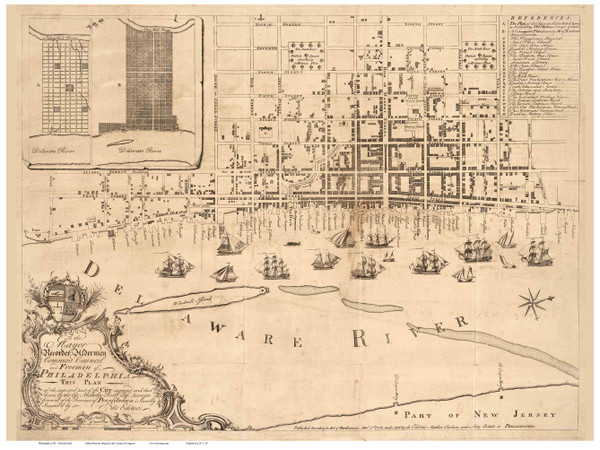 Philadelphia 1762 - Scull - Old Map Reprint PA Cities