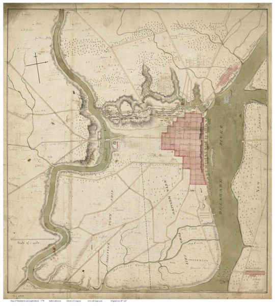 Philadelphia 1778 - Author Unknown - Old Map Reprint PA Cities