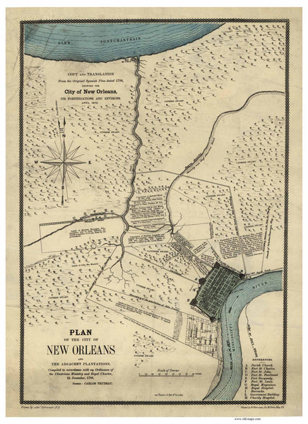 New Orleans 1875 - Old Map Reprint - Louisiana Cities