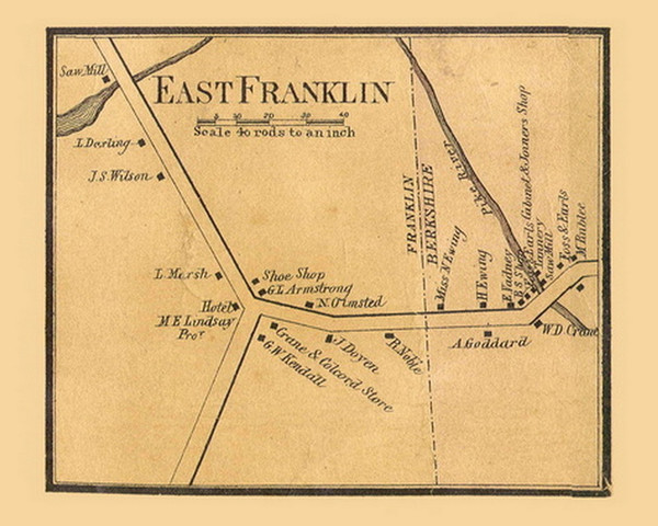 East Franklin Village, Franklin, Vermont 1857 Old Town Map Custom Print - Franklin Co.