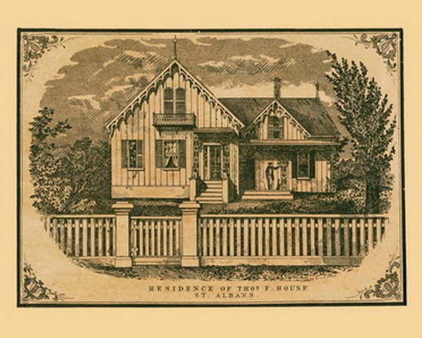 Thos. F. House Residence, St. Albans, Vermont 1857 Old Town Map Custom Print - Franklin Co.
