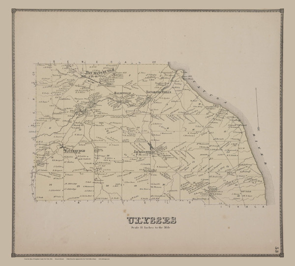 Ulysses 53, New York 1866 - Old Town Map Reprint - Tompkins Co. Atlas