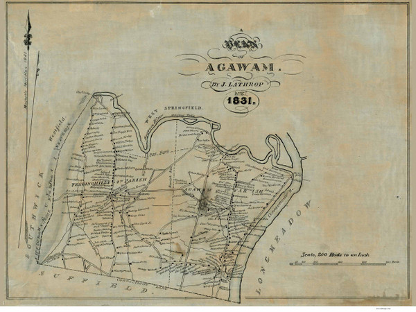 Agawam 1831 - Old Map  Hampden County - Massachusetts Cities Other Agawam 1831 - Old Map  Hampden County - Massachusetts Cities Other