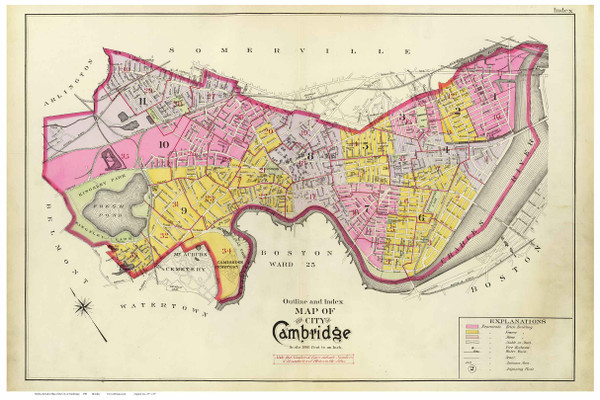 Cambridge 1903 - Old Map Reprint Middlesex County - Massachusetts Cities Other