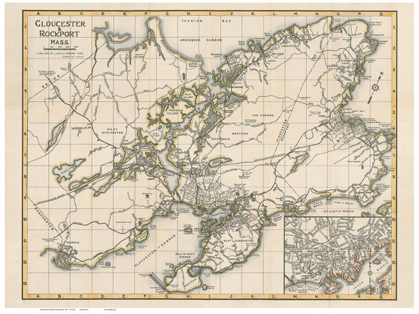 Gloucester and Rockport 1937 - Old Map Reprint Essex County - Massachusetts Cities Other