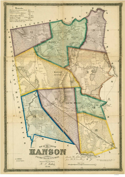 Hanson 1856 - Old Map  Plymouth County - Massachusetts Cities Other