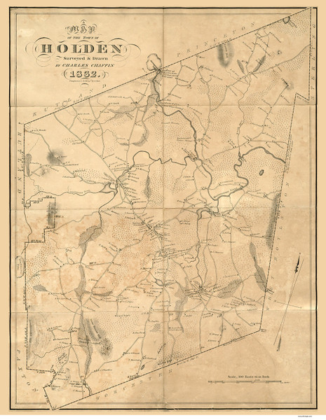 Holden 1832 - Old Map  Worcester County - Massachusetts Cities Other