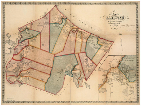 Sandwich 1857 - Old Map  Barnstable County - Massachusetts Cities Other
