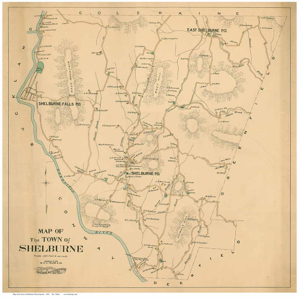 Shelburne 1895 - Old Map Reprint Franklin County - Massachusetts Cities Other