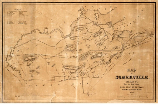 Somerville 1852 - Old Map  Middlesex County - Massachusetts Cities Other
