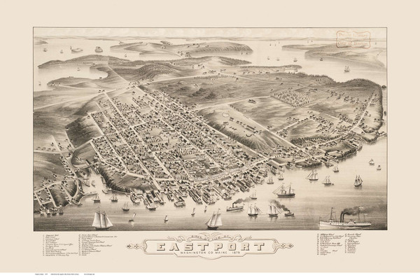 Eastport BPL, Maine 1879 Bird's Eye View
