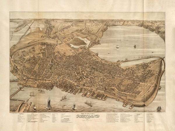 Portland BPL, Maine 1876 Bird's Eye View