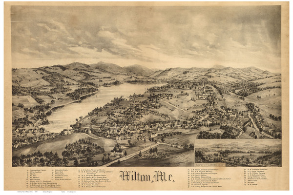 Wilton, Maine 1895 Bird's Eye View