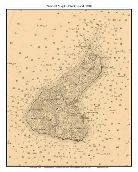 Block Island 1898 - Rhode Island 80,000 Scale Custom Chart Block Island 1898 - Rhode Island 80,000 Scale Custom Chart